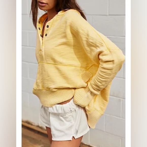 NWT Free People FP Movement Honey Dove Swaying Sunflowers Yellow Pullover Hoodie - Picture 12 of 13